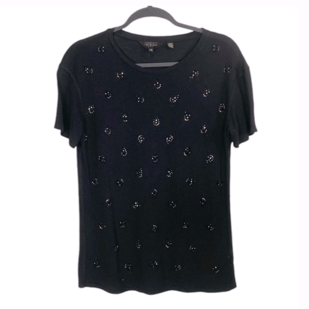 Ted Baker Black and Silver Rhinestone Top